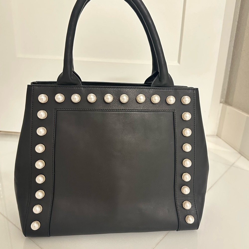BTB Los Angeles, Elegant Black Pearl-Studded Tote Bag. NWOT. No flaws